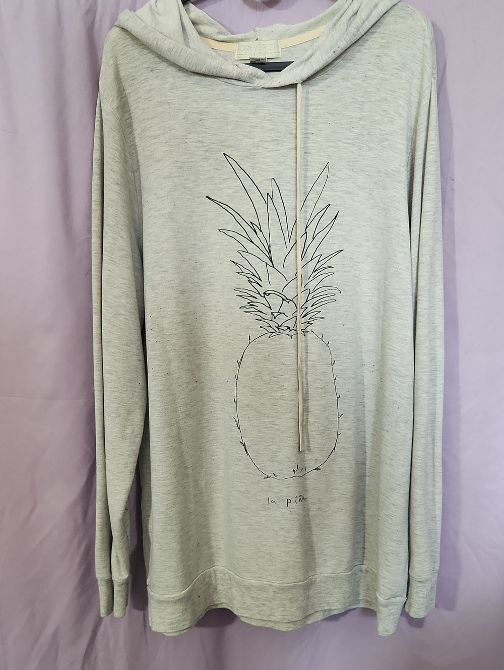 Forever 21 Light Gray Crewneck Hoodie with Pineapple Graphic